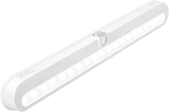 Alivation Closet Lights Battery Operated Led Lights, Motion Sensor Light Indoor Under Cabinet Lights, Under Counter Lights for Kitchen, 3 AA Battery Powered/DC Input Lights, Day & Night Mode, Dimmable