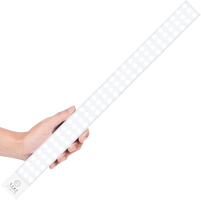 Alivation 84 LED Motion Sensor Light Indoor, Magnetic Closet Lights for Under Cabinet Lighting, Wireless 3200mah Rechargeable Battery Operated, Dimmable, Bright 5500K Daylight, 120 Days Run Time