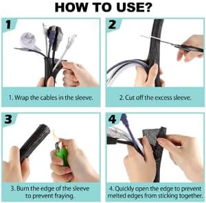 AGPTEK Cable Sleeve, 10ft - 1.5 inch Cable Management Desk Cord Cover Organizer Wire Hider for Home Office Computer TV Wire Loom Tubing Pet Proof Cord Protector from Cat Dog Chewing, Black