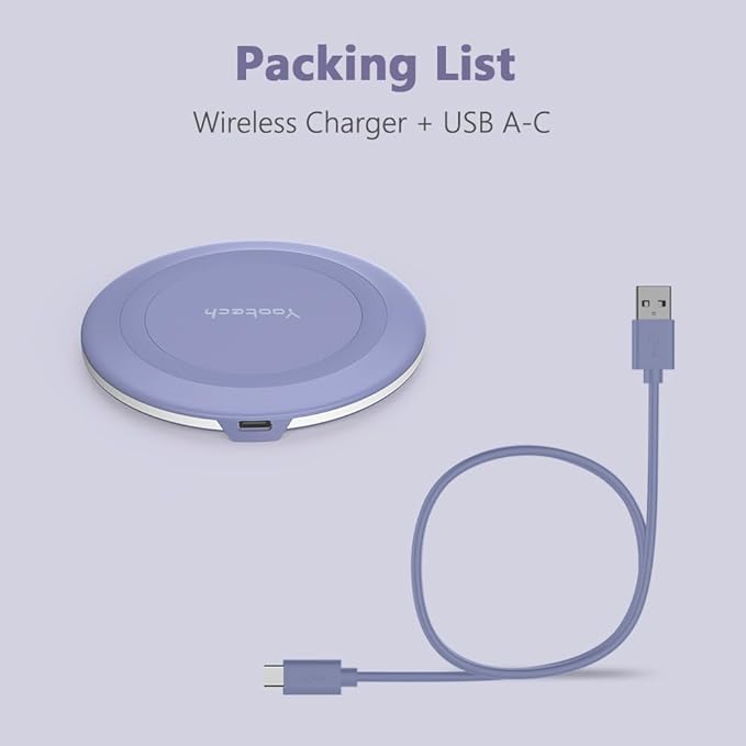 Yootech Wireless Charger,10W Max Wireless Charging Pad Compatible with iPhone 17/17 Pro/17 Pro Max/Air/16/15/14/13/SE 2022/12/11,Samsung Galaxy S25/S24/S23,for AirPods Pro 3(No AC Adapter)