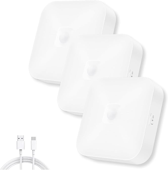 Rechargeable Motion Sensor Closet Light, Rechargeable Battery Operated Ceiling Light Wireless, 500LM Wireless Motion Activated Light for Shower Stairs Hallway Pantry Porch Garage, 5000K 3 Pack