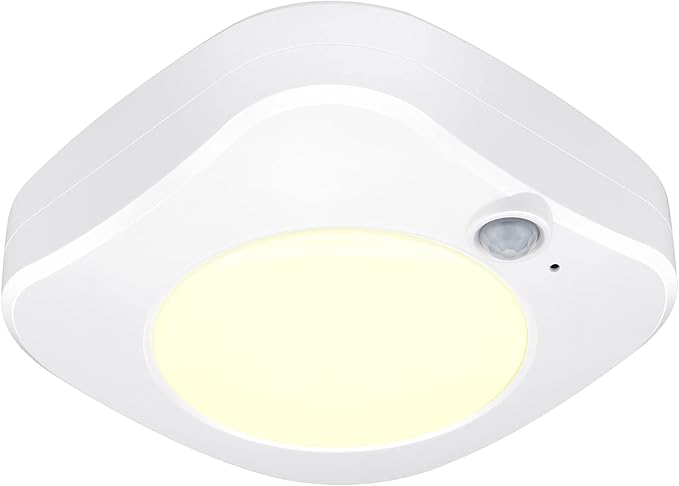 BIGMONAT Battery Operated Shower Light, Cordless LED Ceiling Light Indoor, Super Bright Motion Sensor Wall Light for Hallway Stairs Corridor Shed Pantry Closet Doorway Basement Porch