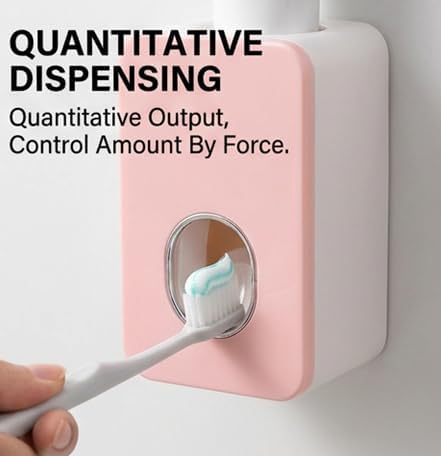 FTVOGUE Automatic Toothpaste Dispenser Wall Mount Bathroom Accessories ABS with Super Glutinous Suction Pad for Kids Family()