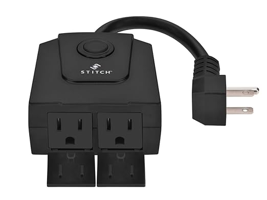 Monoprice Smart Outdoor Plug, IP65 Weather Resistance, 2 Individually Controlled Outlets, No Hub Required, Compatible with Google Home - STITCH Series