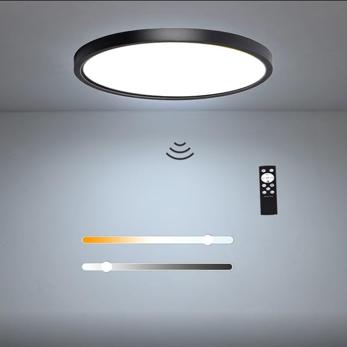 7 Inch Motion Sensor Ceiling Light Indoor,Motion Sensor Fixture Indoor for Closet Hallway Laundry Porch Pantry, Hard Wired Sensor Ceiling Light Black Black