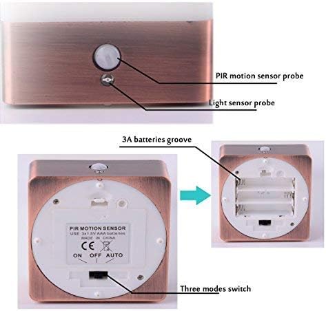 WRalwaysLX 2Pack Bedside Lamp PIR Motion Sensor LED Night Light,3 Modes Battery Powered Small Table Lamp,USE 3x1.5VAAA Battery,Sensitive Portable Moving Lamp