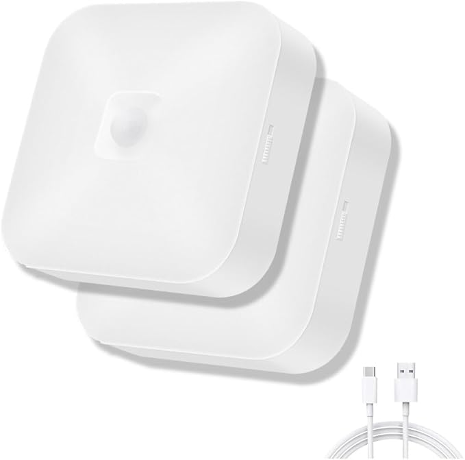 Rechargeable Motion Sensor Ceiling Light, Rechargeable Battery Operated Closet Light Wireless, 500LM Wireless Motion Activated Light for Shower Stairs Hallway Pantry Porch Garage, 5000K 2 Pack