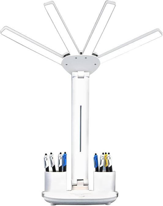 Led Desk Lamp Adjustable Foldable Table Lamp with Pen Holder, 3 Color & Stepless Dimming, Reading Lamp for Study Table Work Office