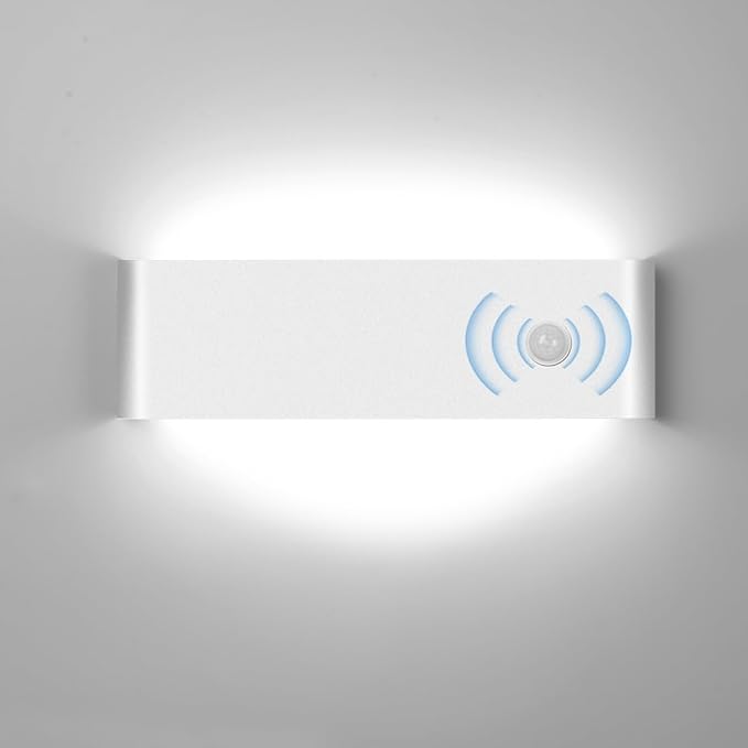 LED Hardwired Motion Sensor Light Indoor Wall Sconce, 12W Motion Sensor Wall Light Indoor Sconce Wall Aluminum Modern Wall Sconce for Living Room Hallway Stair Cool White(Not Battery Operated)