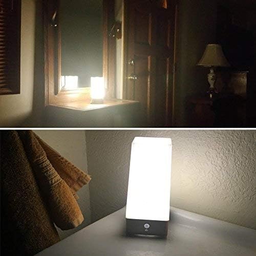 WRalwaysLX 3 Modes Battery Powered Small Table Lamp,Bedside Lamp Wireless PIR Motion Sensor LED Night Light,USE 3x1.5VAAA Battery,Sensitive Portable Moving Lamp for Kids Room,Hallway,Bedroom