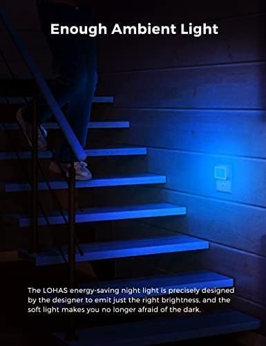 L LOHAS LED Blue Night Lights Plug into Wall 6-Pack, 0.3W Plug in Night Light, Dusk to Dawn, Bright Nightlight Auto-On/Off, for Adults Kids Room Bedroom Bathroom Hallway Kitchen, Non-Dim