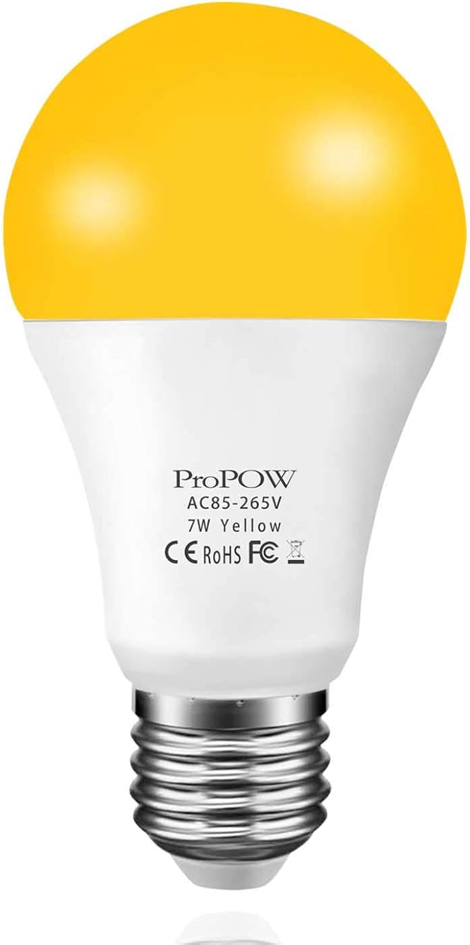 Amber Yellow LED Light Bulb, 7W Dusk to Dawn Bulbs 40W Equivalent A19 Auto on/Off LED Bulbs Outdoor Lights 580 Lumens Porch Lights(Non-Dimmable,E26,2200K,2 Pack)