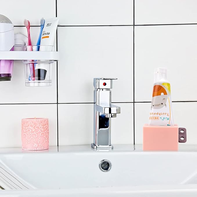Y-Kelin 3 Pack Toothpaste Squeezer, Rolling Tube Key with Frosted Handle & Wall-Mountable Holder, Save Toothpaste & Creams (Pink + White + Light Blue)