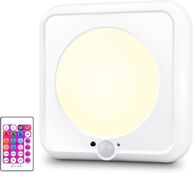 BIGMONAT Motion Sensor LED Light Shower Light Battery Operated, Wireless Ceiling Light with Remote, Dimmable for Closet Pantry Hallway Cabinet Bedroom Dorm Bathroom, 250LMs