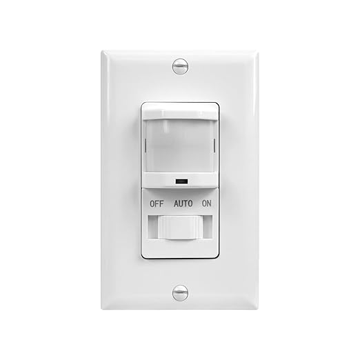 TOPGREENER Occupancy/Vacancy PIR Motion Sensor Light Switch, CDS Sensor with Learning Function, No Neutral No Ground Required, 200W Incandescent / 150W LED Load, UL Listed, Wall Plate Included, White