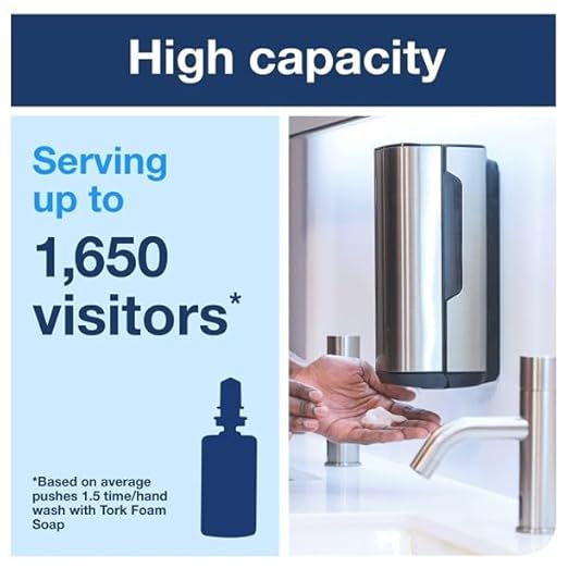 Tork Intuition Sensor Skincare Dispenser Stainless Steel S4, for Hand Soap and Hand Sanitizer, Image Range, 466101 (Pack of 2)