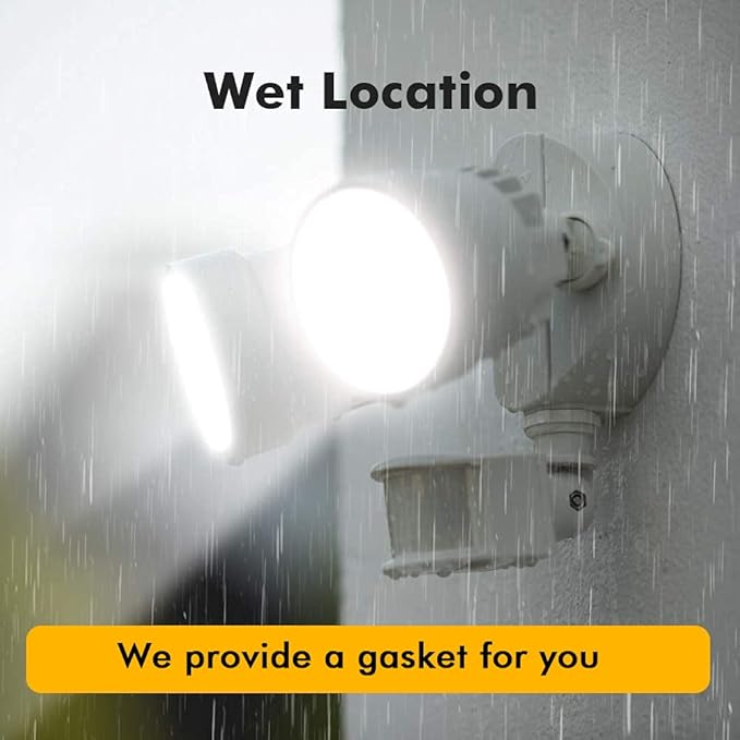 LUTEC P6221W-PIR24 2000 Lumen 18 Watt 26 LED Motion Activated Integrated Dual-Head Flood Light Outdoor, IP54 Waterproof Exterior Security Floodlight for Patio, Garden, Yard, Warehouse-White