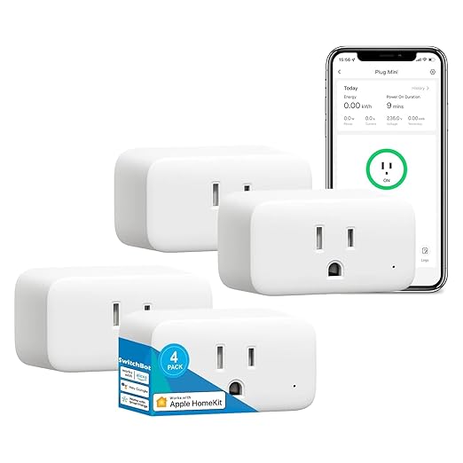 SwitchBot HomeKit Smart Plug Mini 15A – No Hub Required, Energy Monitoring, WiFi (2.4GHz), Works with Siri, Alexa, Google Home, Energy Saving & Automation