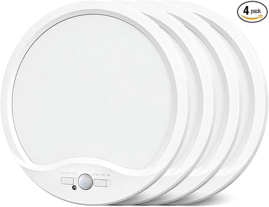 zemty 4Pack 12inch Motion Sensor Ceiling Lights Wired, 24W 2400lm 3CCT/3 Mode/30-120s Timer, Bright White LED Flush Mount Light Fixture Motion Activated for Closet Pantry Hallways Stairwells Garage