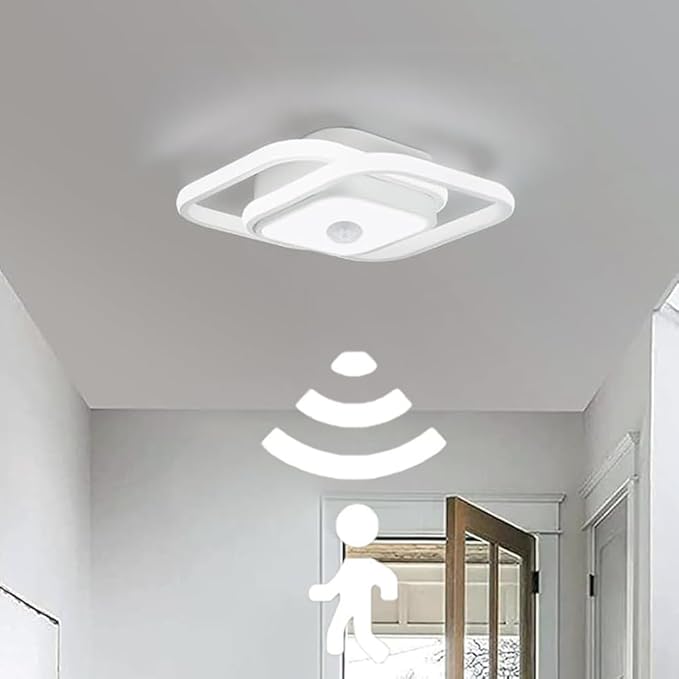 12.6Inch Motion Sensor LED Ceiling Light Indoor, 36W 6000K Mount Motion Activated Light Fixture Modern Flush Mount White Ceiling lamp for Laundry Bathroom Hallway Stair Porch Basement (2pack)