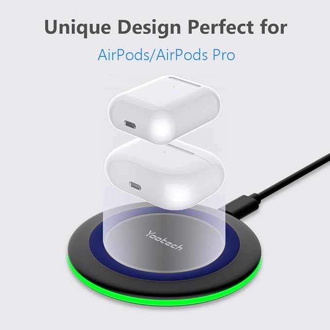 Yootech Wireless Charger,10W Max Wireless Charging Pad Compatible with iPhone 17/17 Pro/17 Pro Max/Air/16/15/14/13/SE 2022/12/11,Samsung Galaxy S25/S24/S23,for AirPods Pro 3(No AC Adapter)