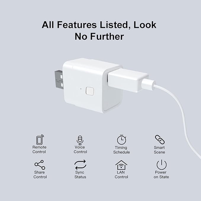 Tuya Micro DC 5V Smart WiFi Adaptor - Wireless USB Adaptor, APP Remote Control, Compatible with Alexa and Google Home for Voice Control