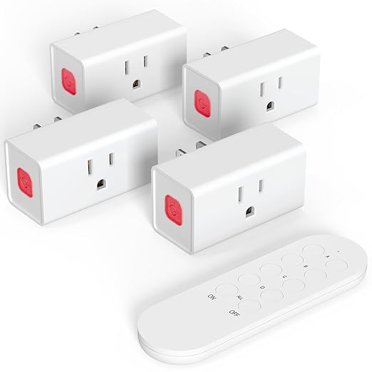 Remote Control Outlet 15A Wireless Light Switch for Household Appliances, 260 FT Range, Electrical Outlet Switch, FCC Certified, ETL Listed, 4 Outlets + 1 Remote