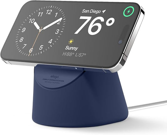 elago MS1 Charging Stand Compatible with MagSafe Charger - Premium Silicone Stand Compatible with iPhone 17/16/15/14/13/12 Series, for iOS Standby Mode [Jean Indigo][Charging Cable Not Included]