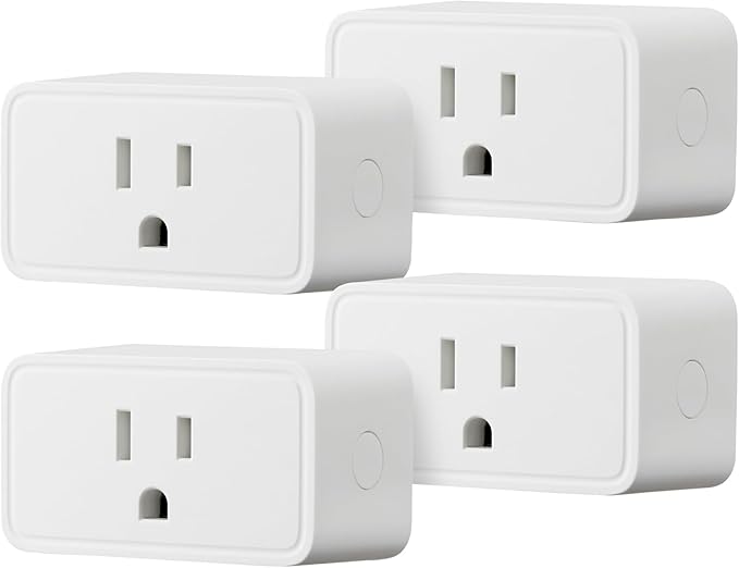 Amazon Basics Smart Plug, Works with Alexa Only, Voice Control, Remote APP Control, Schedule, Compact Design, Versatile, 2.4 GHz Wi-Fi, No Hub Required, 4-Pack, White