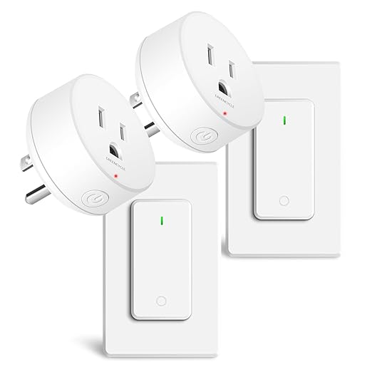 Wireless Wall Switch Remote Control Outlet,GreenCyle 2 Set Remote Control Outlets Plug Switches,15A/1500W,TUV List,No Wiring Needed,300ft RF Range,for Lamp,Fans,Household Appliances