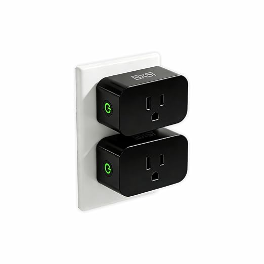 BXST WiFi Smart Plug 15A 1800W, Smart Outlet with Timer & Countdown, Voice Control with Alexa & Google Home, 2.4GHz WiFi Socket for Home Appliances, No Hub Required, CE FCC Listed, 2 Pack, Black