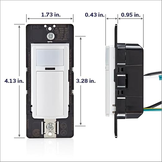Leviton Motion Sensor Light Switch, Motion Activated, Auto-On/Auto-Off or Manual-On, 2A, No Neutral Wire Required, Single Pole, DOS02-1LI, Ivory