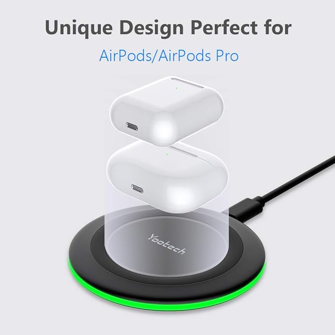 Yootech [2 Pack] Wireless Charger,10W Max Wireless Charging Pad Compatible with iPhone 17/17 Pro/17 Pro Max/Air/16/15/14/13/SE 2022/12/11,Samsung Galaxy S25/S24,for AirPods Pro 3(No AC Adapter)