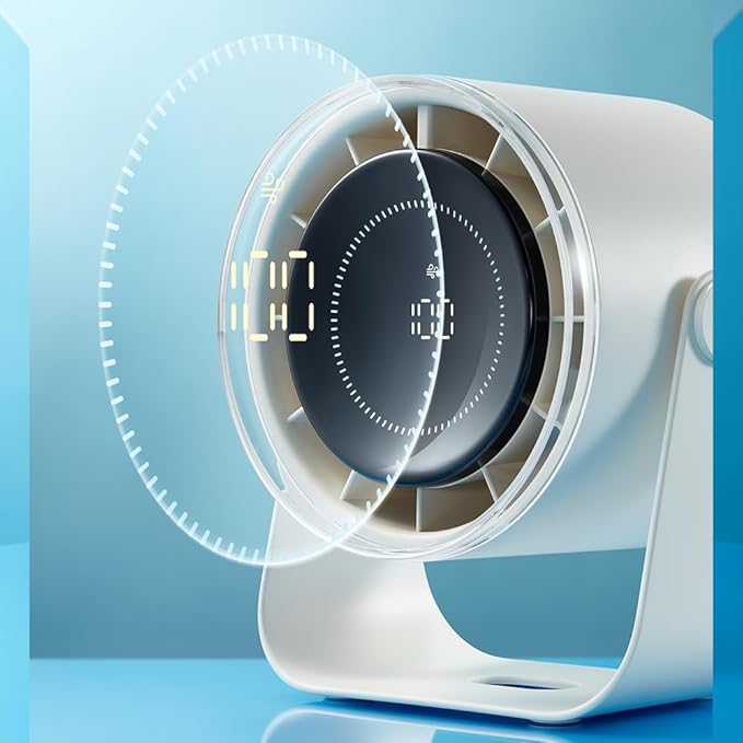 POOCCI Desk Fan, Strong Airflow 100 Speeds Quiet Digital Display Rechargeable Battery Operated Fan Portable Personal Fan for Office, Bedroom, Kitchen, Home, Outdoor, Small Travel Camping USB Table Fan