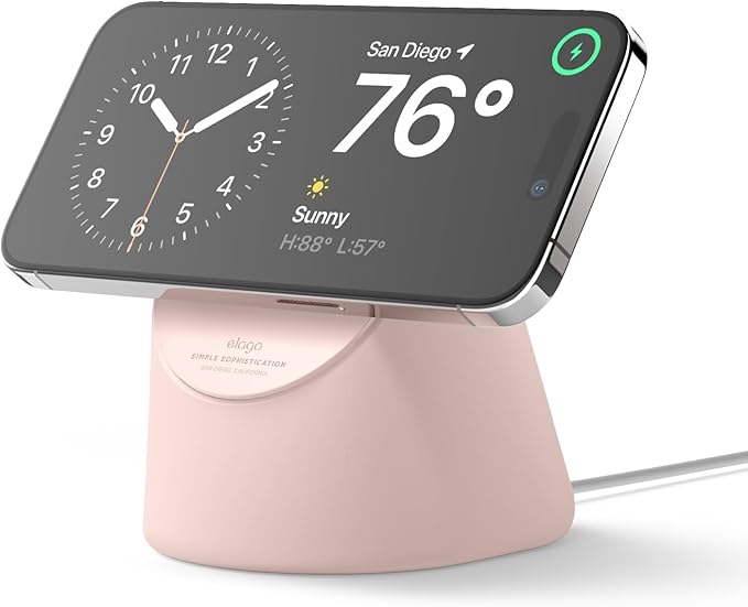 elago MS1 Charging Stand Compatible with MagSafe Charger - Premium Silicone Stand Compatible with iPhone 17/16/15/14/13/12 Series, for iOS Standby Mode [Sand Pink] [Charging Cable Not Included]