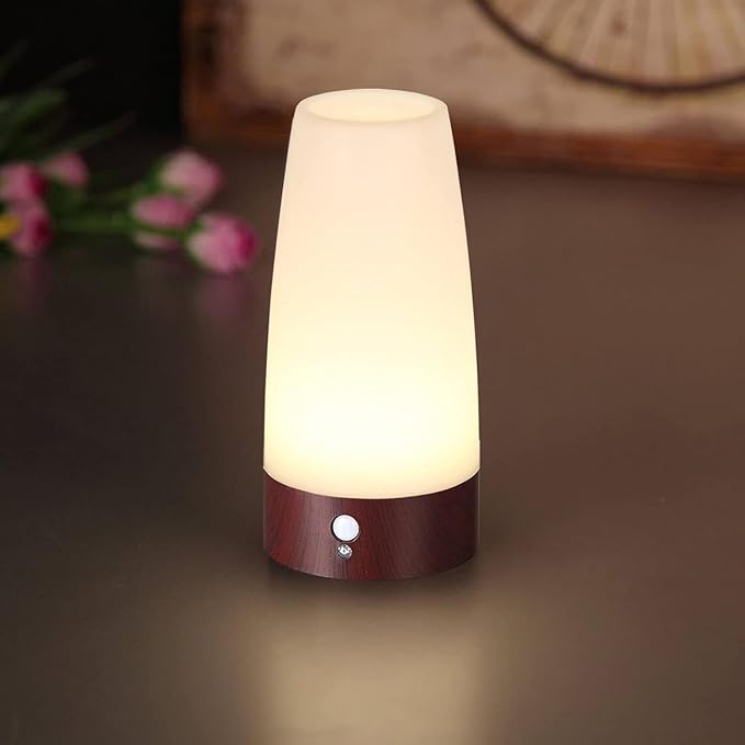 ZEEFO Retro LED Night Light PIR Motion Sensor Light,Activated Step Lighting Lamps,Indoor/Outdoor Battery Operated Lamp Sensitive Portable Moving Table Lamp for Kids Room,Hallway(Round Shape)