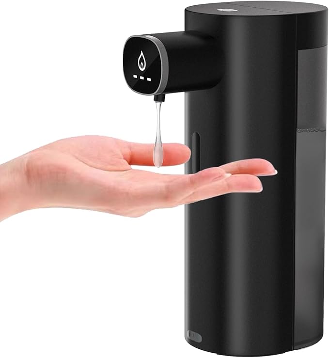 Automatic Liquid Soap Dispenser Touchless, USB Rechargeable Smart Hand Soap Dispenser, 13.5oz/400ml, 3-Level Adjustable, Compatible with Thick Thin Dish Soap for Bathroom Kitchen, Clog-Free (Black)