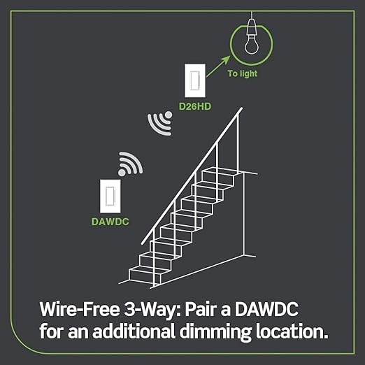 Leviton Decora Smart Dimmer Anywhere Companion, Add Wire-Free 3-Way/4-Way/5-Way On/Off/Dim/Bright Control to Decora Smart Wi-Fi Dimmers, DAWDC-1RW, White