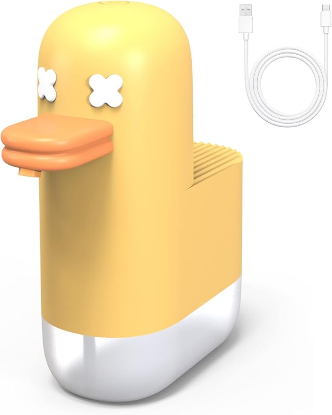 Seawah Automatic Foaming,Rechargeable Cute Bubble Duck Touchless Hand Foam Soap Dispenser for Bathroom,Smart Electric Sensor Soap Dispenser Kitchen(Yellow)
