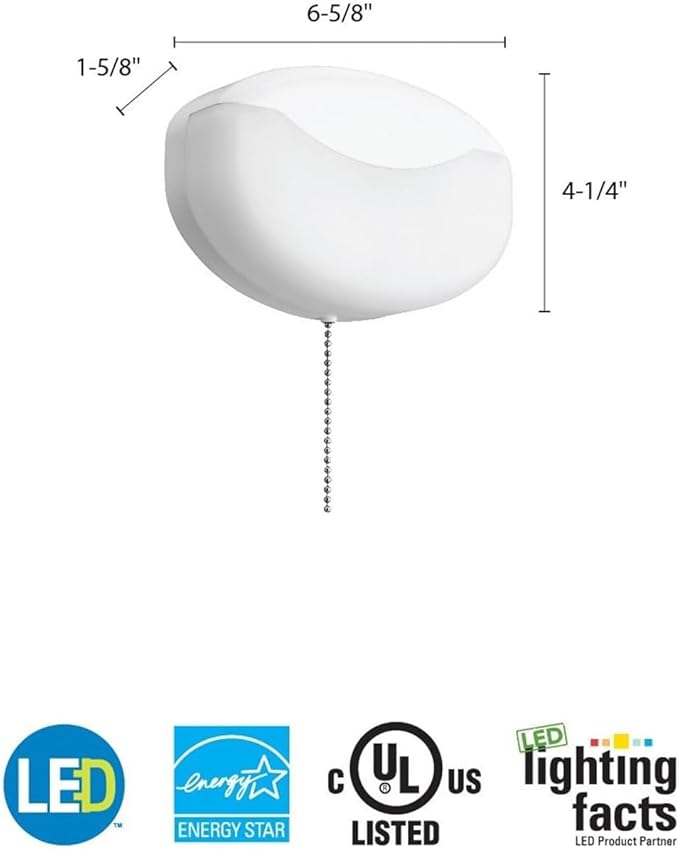 Lithonia Lighting FMMCL 840 S1 M4 4000K LED Flush Mount Closet Light with Pull Chain, White, 7"
