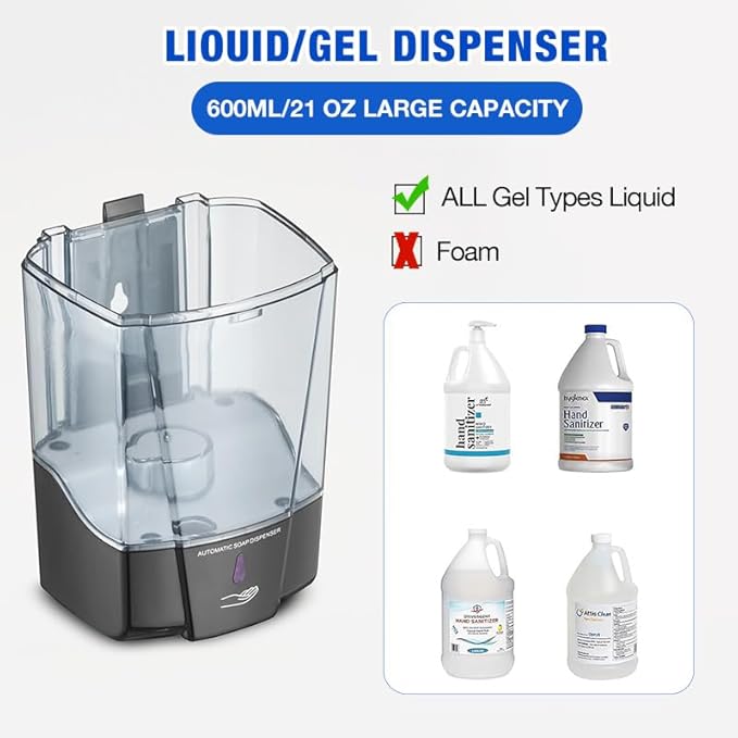 Automatic Soap Dispenser Touchless,600 ml / 20 oz Commercial Hand Soap Dispenser,Wall Mount Hand sanitizer Dispenser for Bathroom Offices Home Kitchen Hotel（Black）