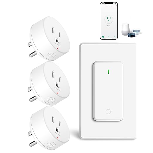 WiFi Smart Outlet Plug with Remote,GreenCycle 3 Electric Smart Plug with Remote,Compatible with Alexa and Google Home via Tuya,15A/1500W，Remote Control from Anywhere,TUV FCC List(2.4G)