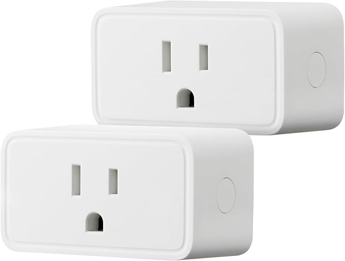 Amazon Basics Smart Plug with Timer Function, Voice Control, WiFi Outlet, Works with Alexa Only, Schedule, APP Control, 2.4 GHz Wi-Fi, No Hub Required, 2-Pack, White