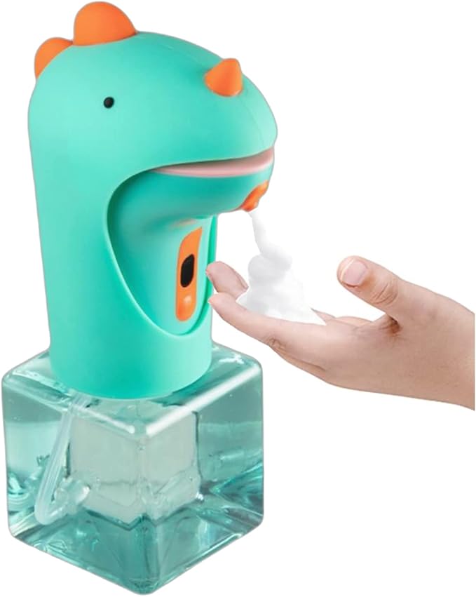 Automatic Soap Dispenser, Cute Touchless Foaming Soap Dispenser, IPX6 Waterproof, 2 Levels Foam Adjustable, Smart Hand Dispenser for Bathroom Kitchen 8.7oz/250ml (Dinosaur)