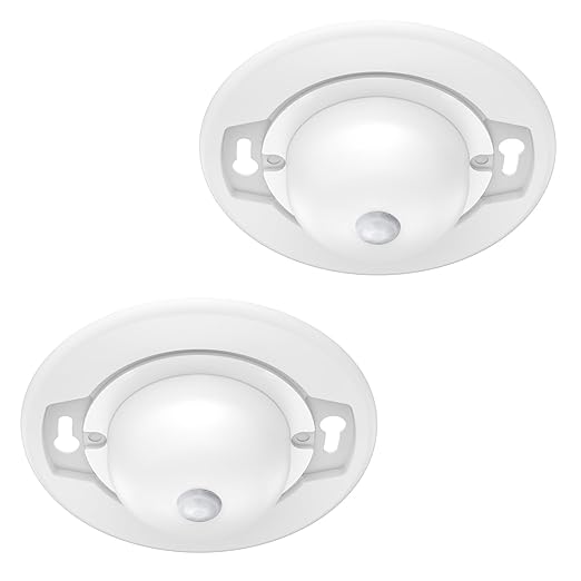 Energetic 4.7 Inch Motion Sensor Closet Ceiling Lights, LED Under Cabinet Lights Wired, Flush Mount Ceiling Lighting Fixtures for Bedroom, Kitchen, Hallway, Wet Location, 120V, 5000K, White, 2 Pack