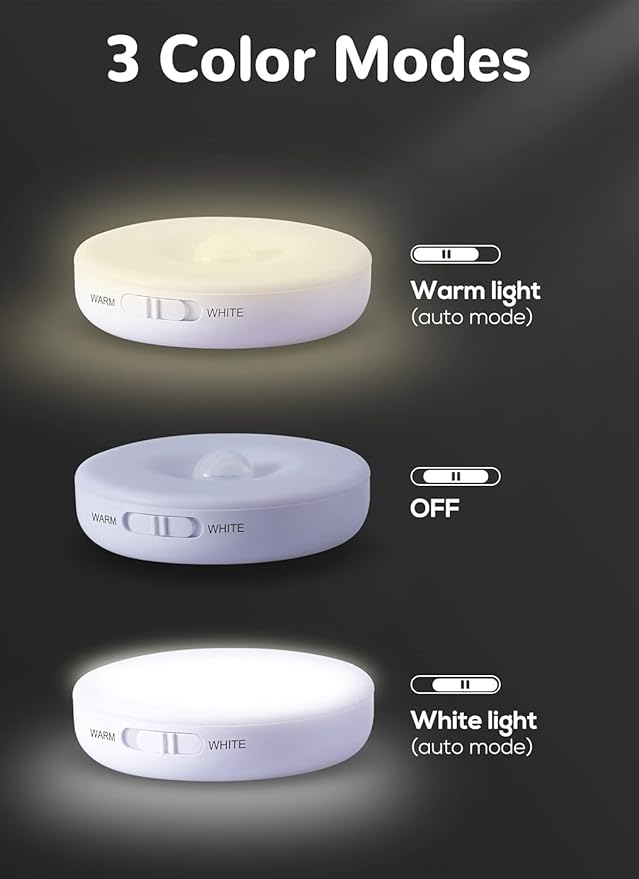 Homelist 8 Pack Motion Sensor Lights Indoor, Rechargeable Wireless LED Puck Lights, Battery Operated Motion Sensor Night Light for Closet, Stairs, Kitchen, Cabinet, Toilet