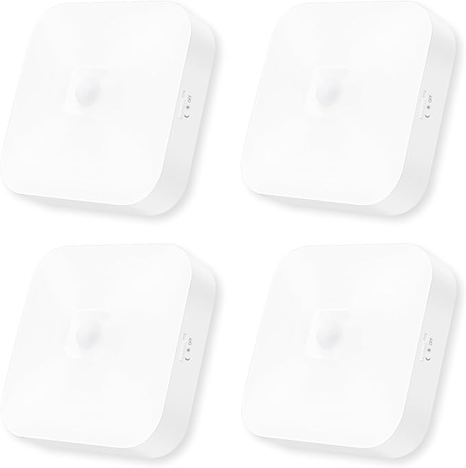 Rechargeable Motion Sensor Closet Light, Rechargeable Battery Operated Ceiling Light Wireless, 500LM Wireless Motion Activated Light for Shower Stairs Hallway Pantry Porch Garage, 5000K 4 Pack