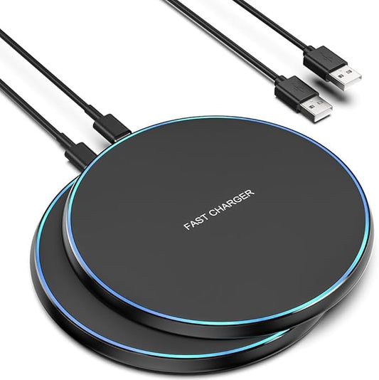 Wireless Charger, Wireless Charging Pad Compatible with iPhone 16 15 14 13 12 11 Pro Max, 15W Max Fast Wireless Charging Pad Mat for Samsung Galaxy S23/S22/S21/S20/S10, AirPods Pro/3/2, 2 Pack