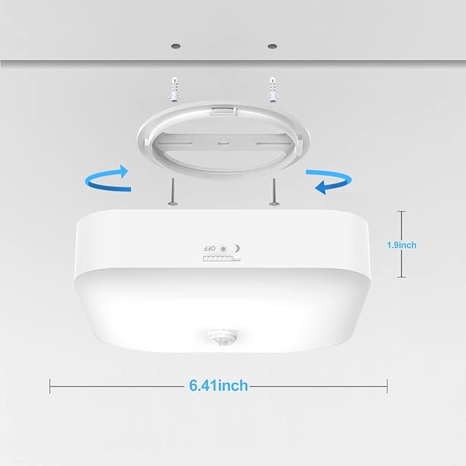Rechargeable Motion Sensor Closet Light, Rechargeable Battery Operated Ceiling Light Wireless, 500LM Wireless Motion Activated Light for Shower Stairs Hallway Pantry Porch Garage, 5000K 4 Pack