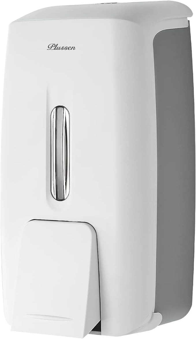 Soap Dispenser Wall Mount Adhesive Commercial Soap Dispenser 800ml No Drill Hand Sanitizer Dispenser for Bathroom Support Liquid and Gel,White-PN9088